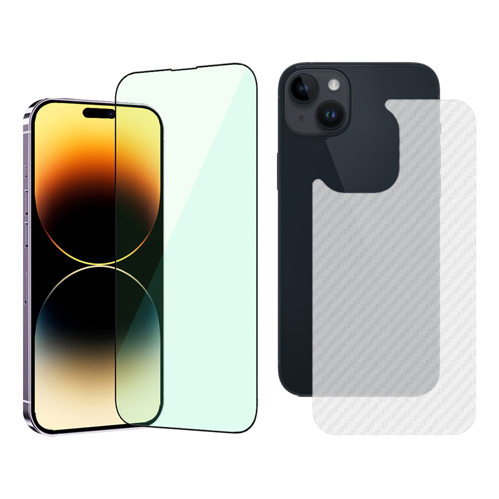 TGVI'S For iPhone 15 Screen Protector Anti-green-ray Front Film+Back Film TGVI'S For iPhone 15 Screen Protector Anti-green-ray Front Film+Back Film
